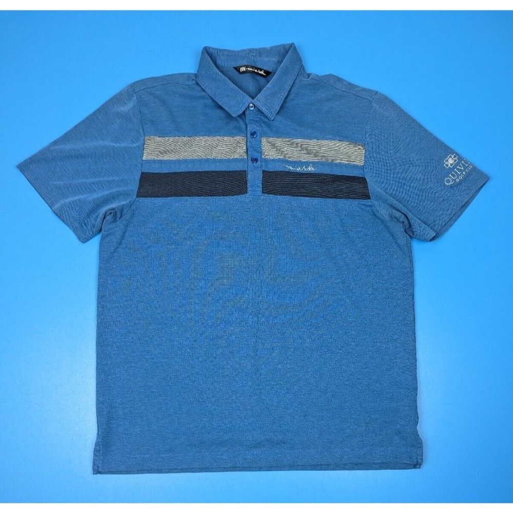Travis Mathew Mens Short Sleeve Golf Performance Polo Blue Size Large